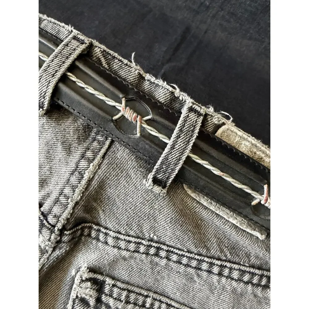 Vintage heavy duty, Justin leather barbed wire belt size 38 fits 36- 40